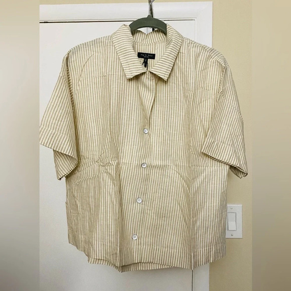 NWT Rag & Bone Beige Reed Stripe Shirt Size Small - Picture 6 of 10